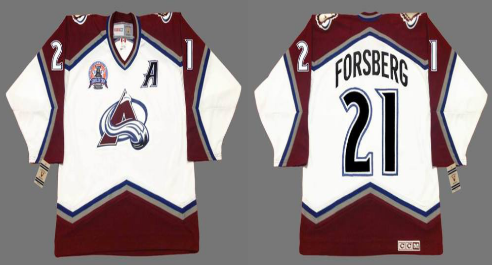 2019 Men Colorado Avalanche #21 Forsberg white CCM NHL jerseys